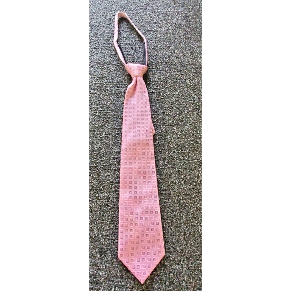 Umo Lorenzo Necktie Boys Pink Micro Pattern Zipper Hand Made Formal Italy